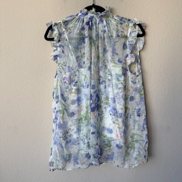 SOLD!!! Zimmermann Natura Frilled Tank + Tuck Shorts Set in Blue Garden Print - Picture 5 of 13